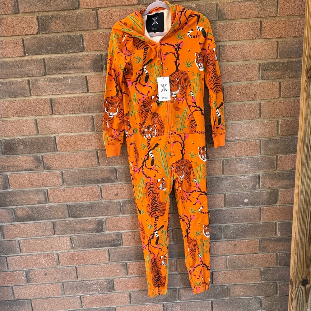 Onepiece Vibrant Orange Tiger Print Jumpsuit Size S Tigress